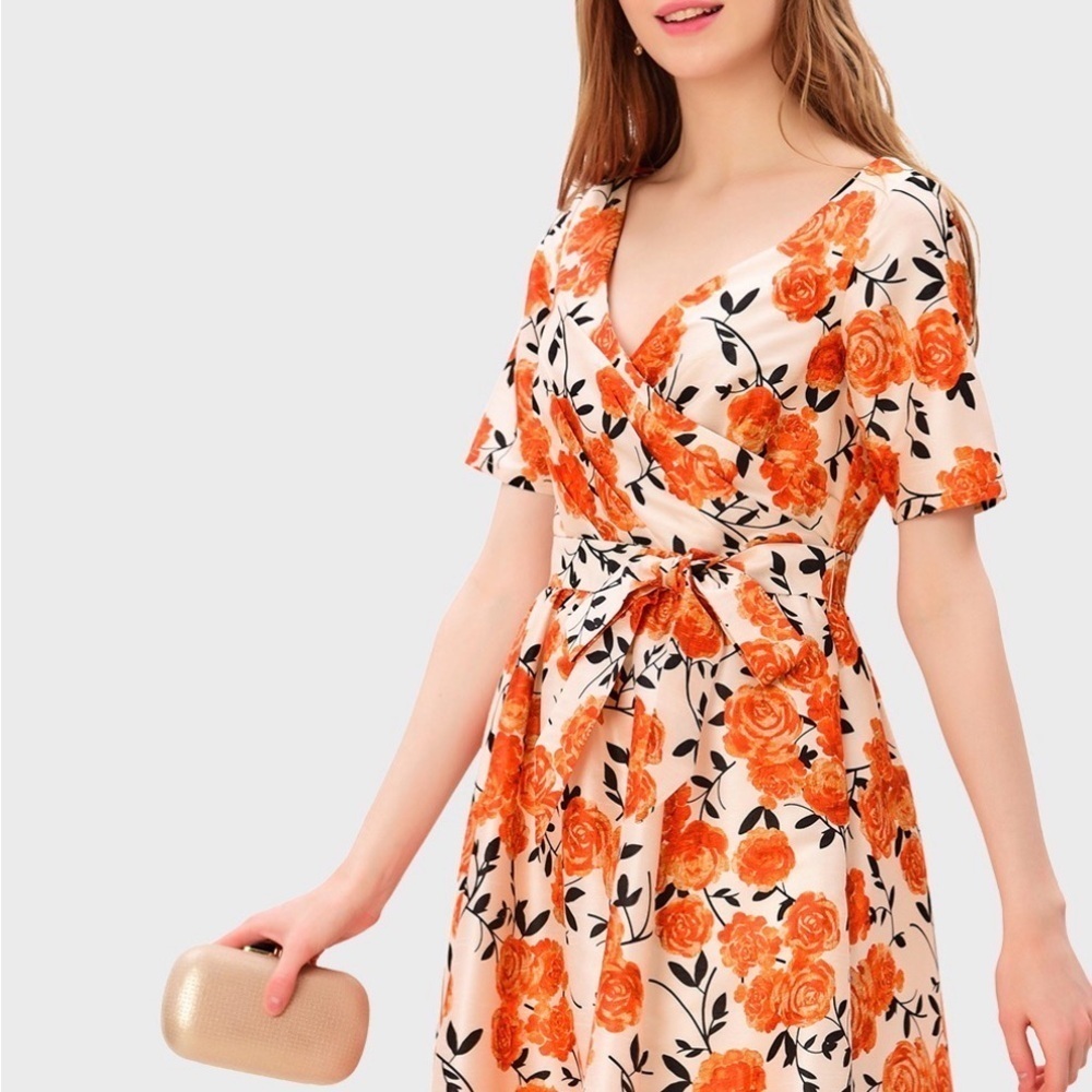 WAYWARD FANCIES eShakti Print Midi Wrap Dress size 1X - Picture 2 of 7